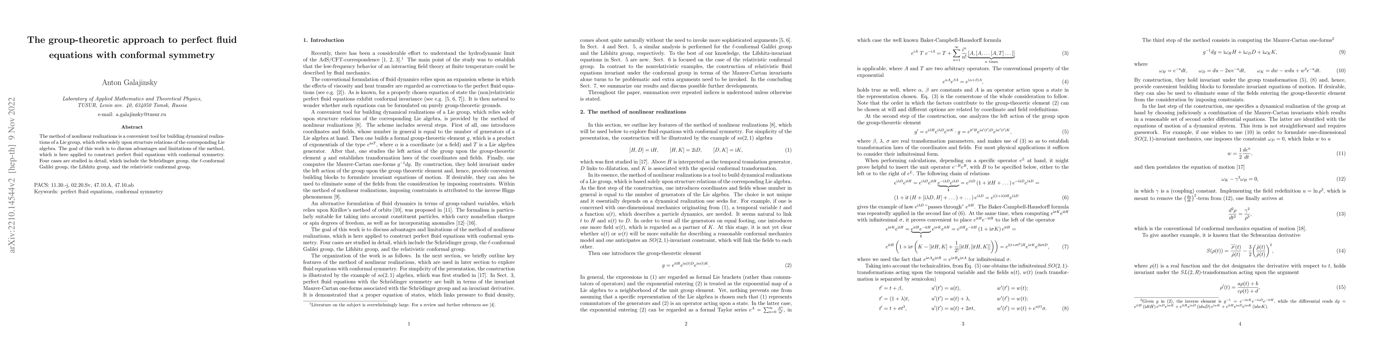 Thumbnail for The group-theoretic approach to perfect fluid equations with conformal
  symmetry