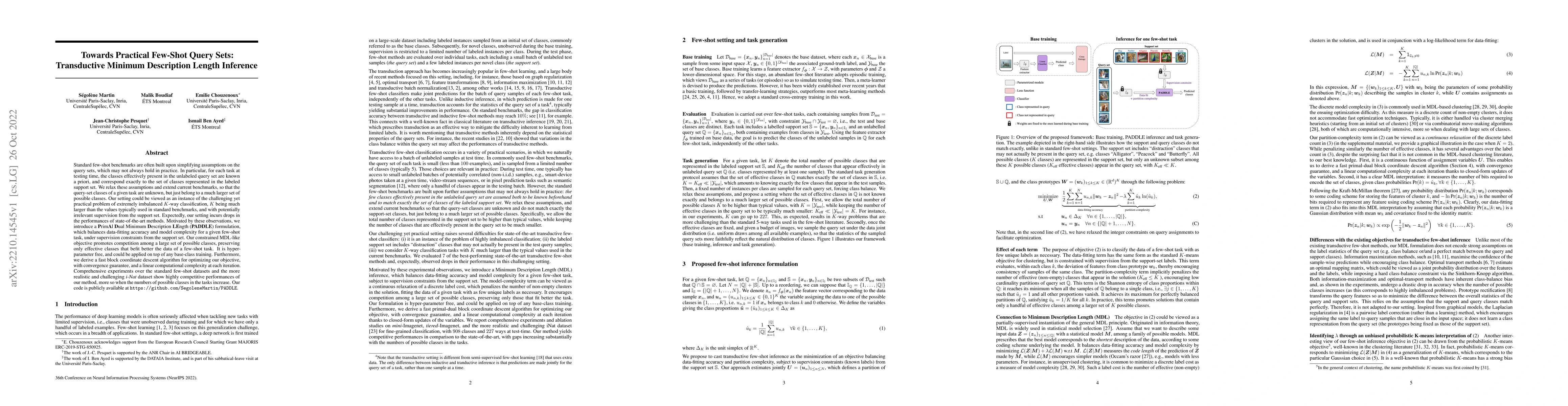 Thumbnail for Towards Practical Few-Shot Query Sets: Transductive Minimum Description
  Length Inference