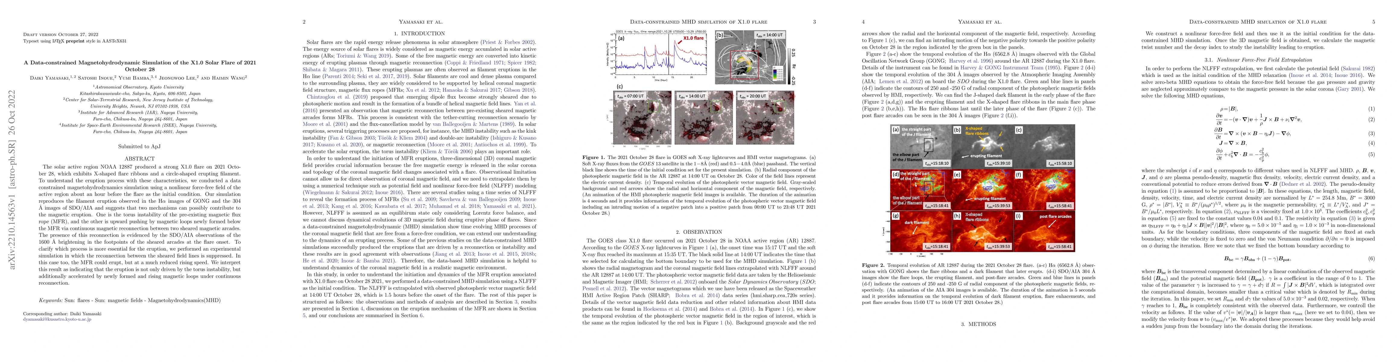Thumbnail for A Data-constrained Magnetohydrodynamic Simulation of the X1.0 Solar
  Flare of 2021 October 28