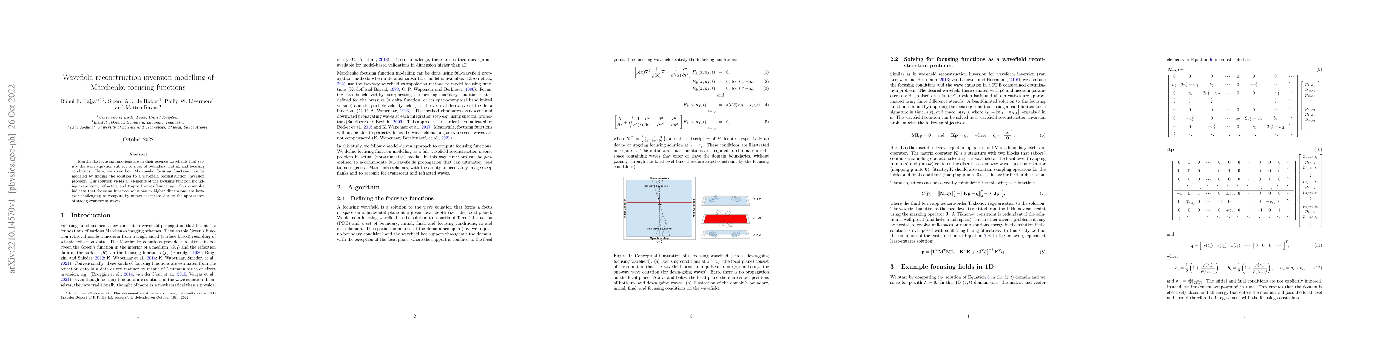Thumbnail for Wavefield reconstruction inversion modelling of Marchenko focusing
  functions