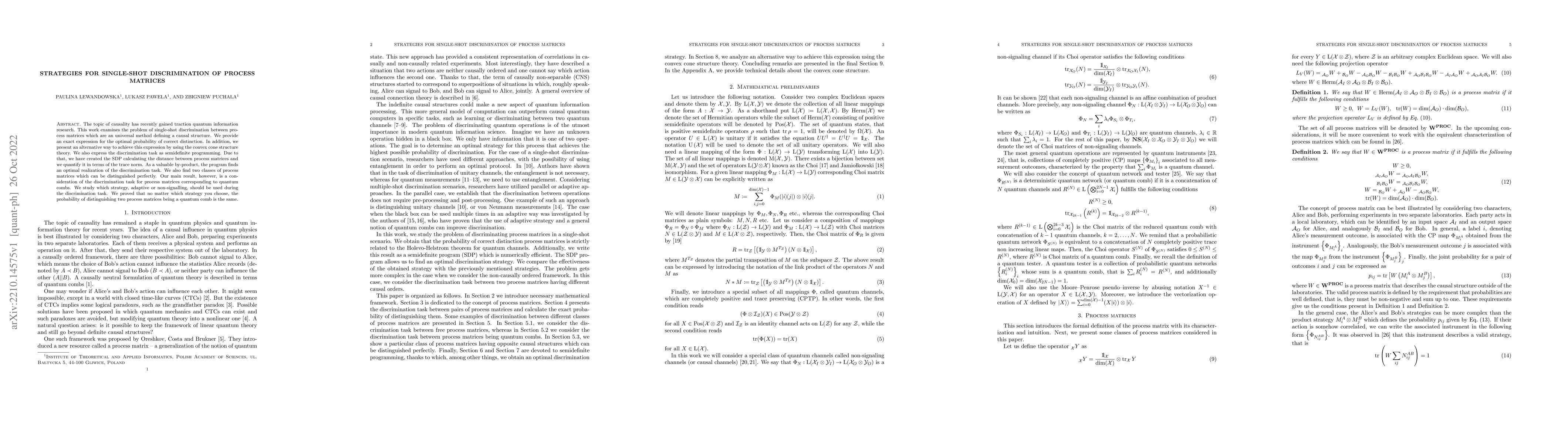 Thumbnail for Strategies for single-shot discrimination of process matrices