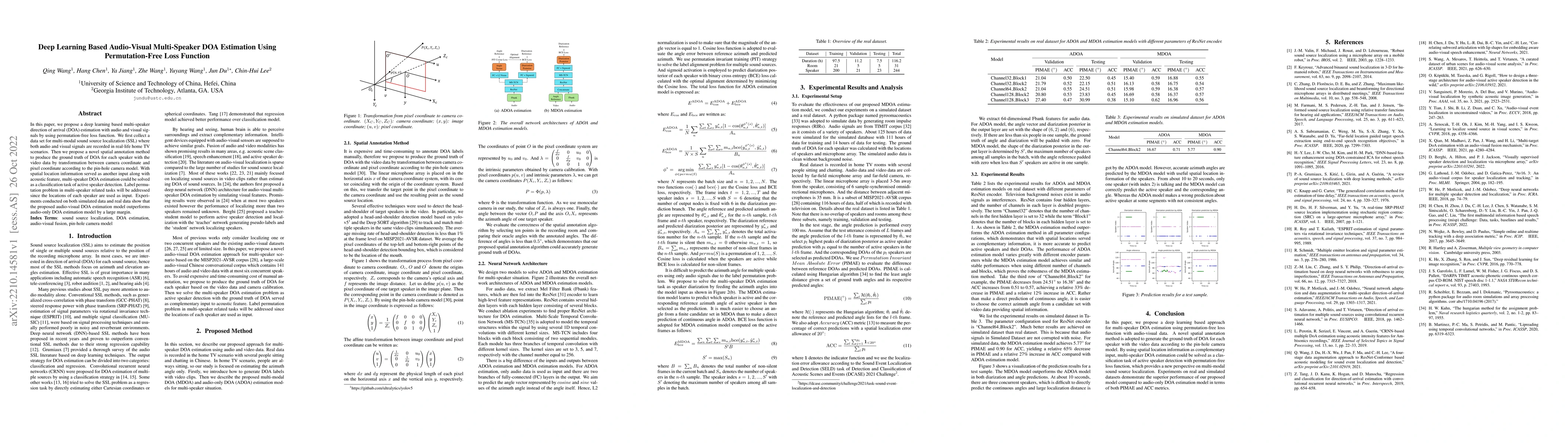 Thumbnail for Deep Learning Based Audio-Visual Multi-Speaker DOA Estimation Using
  Permutation-Free Loss Function