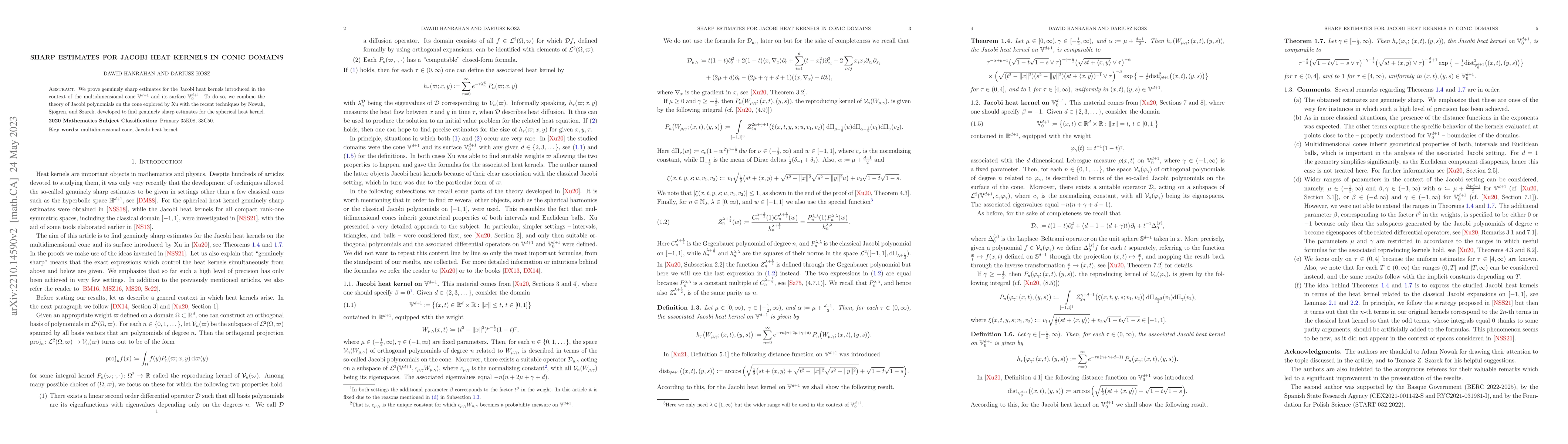 Thumbnail for Sharp estimates for Jacobi heat kernels in conic domains