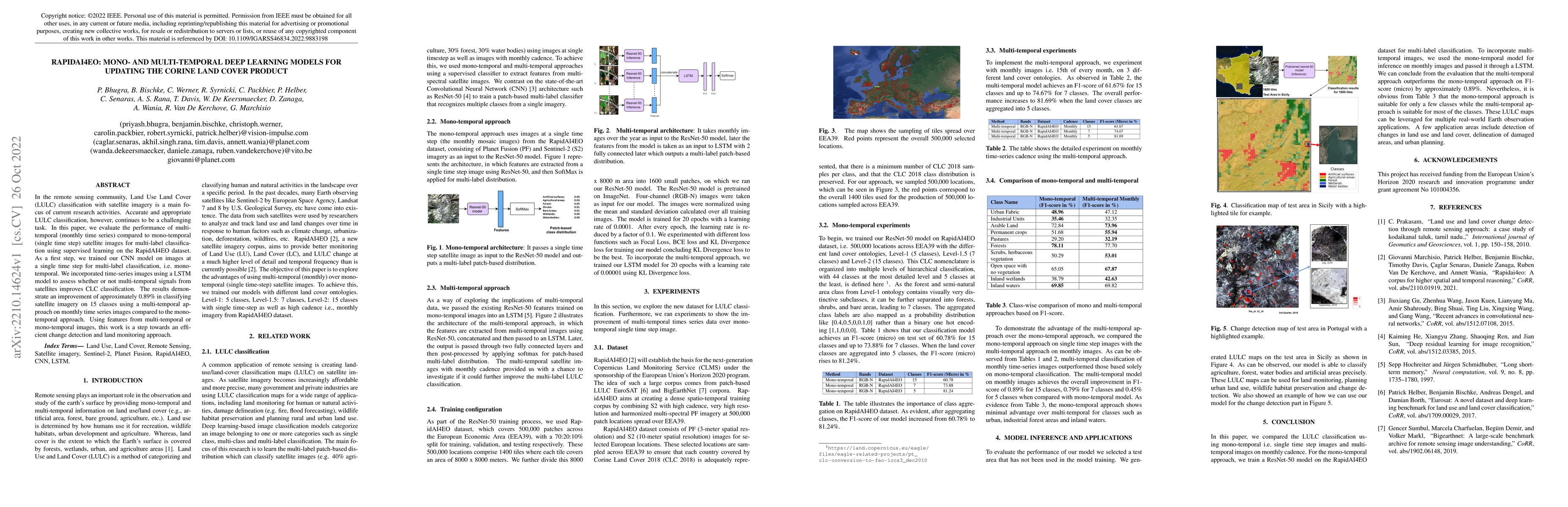 Thumbnail for RapidAI4EO: Mono- and Multi-temporal Deep Learning models for Updating
  the CORINE Land Cover Product