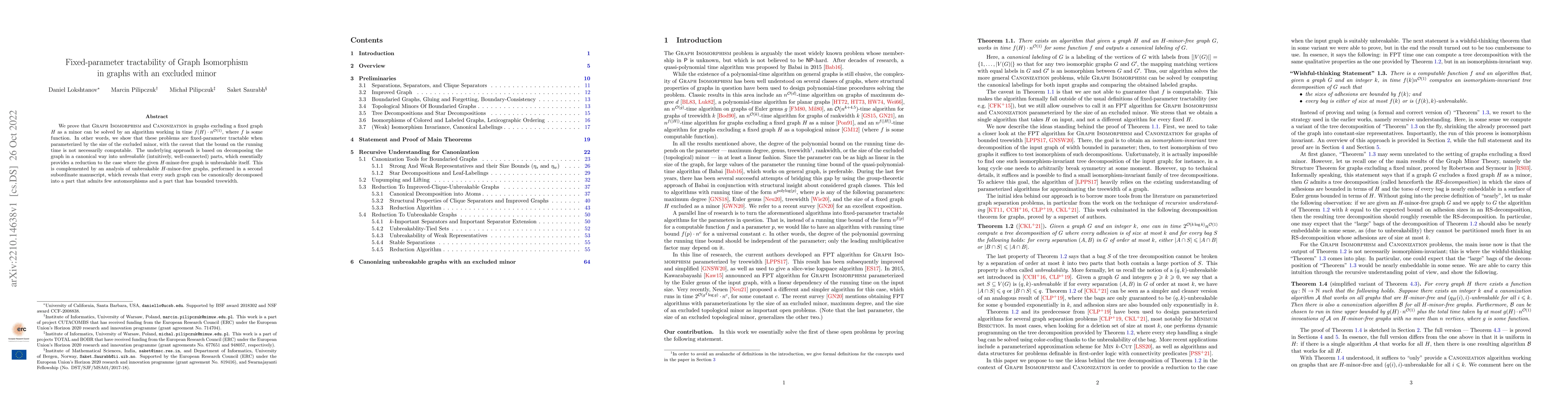 Thumbnail for Fixed-parameter tractability of Graph Isomorphism in graphs with an
  excluded minor