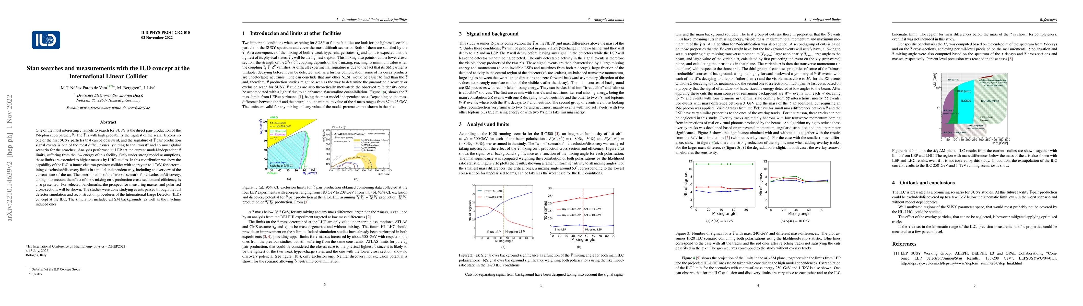 Thumbnail for Stau searches and measurements with the ILD concept at the International
  Linear Collider