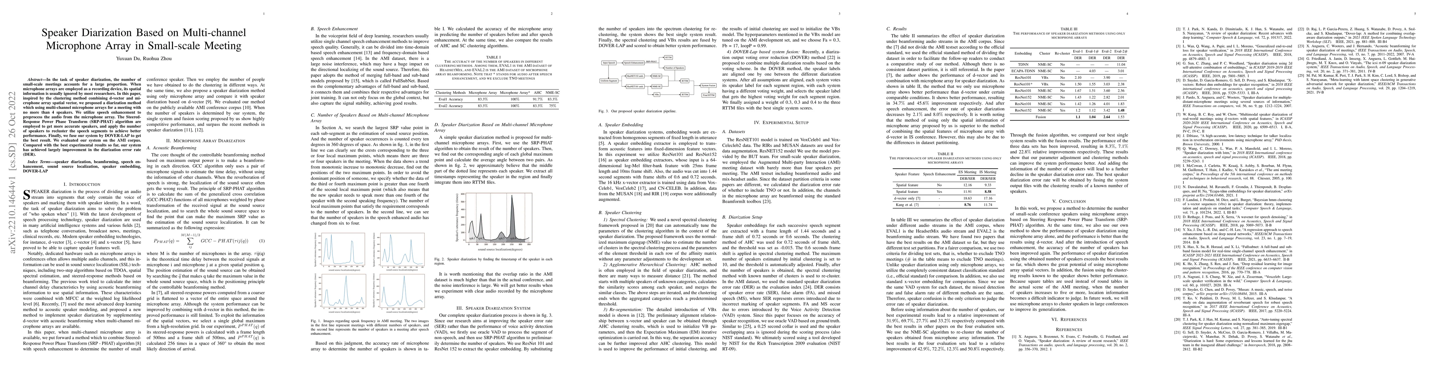 Thumbnail for Speaker Diarization Based on Multi-channel Microphone Array in
  Small-scale Meeting