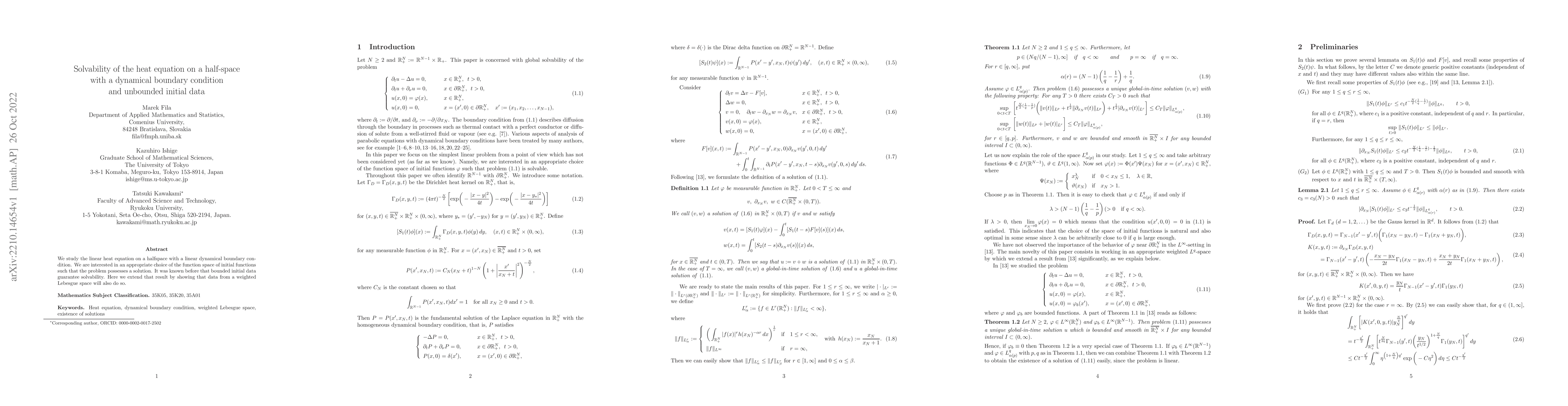 Thumbnail for Solvability of the heat equation on a half-space with a dynamical
  boundary condition and unbounded initial data