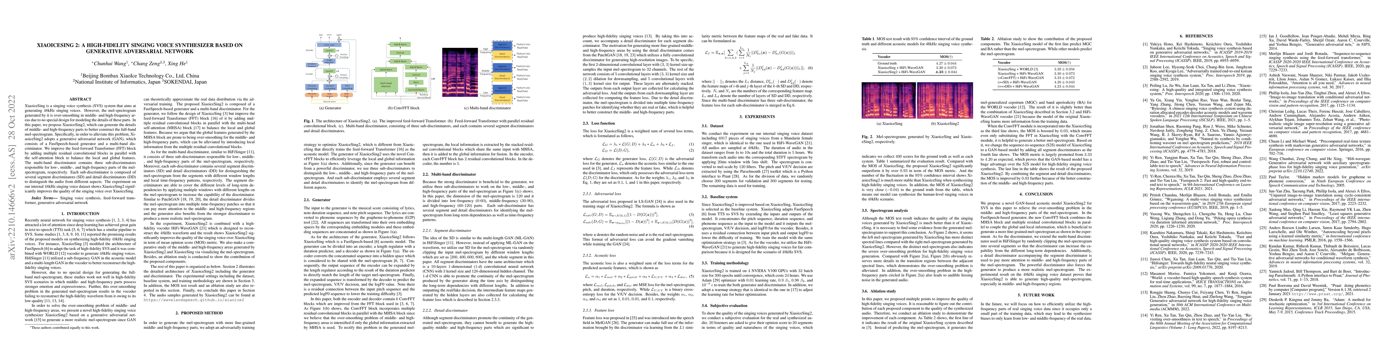 Thumbnail for Xiaoicesing 2: A High-Fidelity Singing Voice Synthesizer Based on
  Generative Adversarial Network