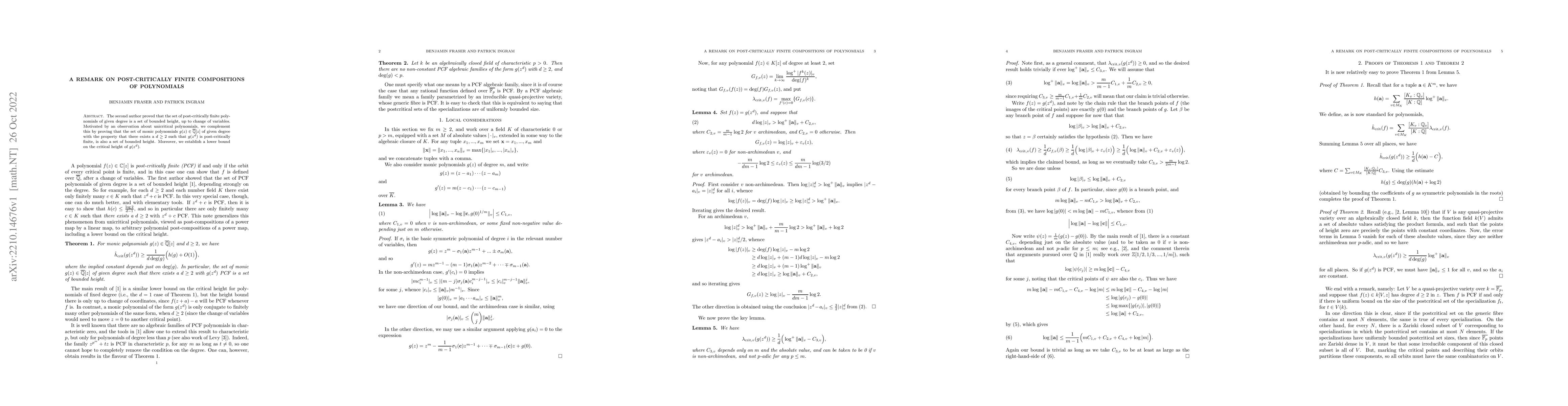 Thumbnail for A remark on post-critically finite compositions of polynomials
