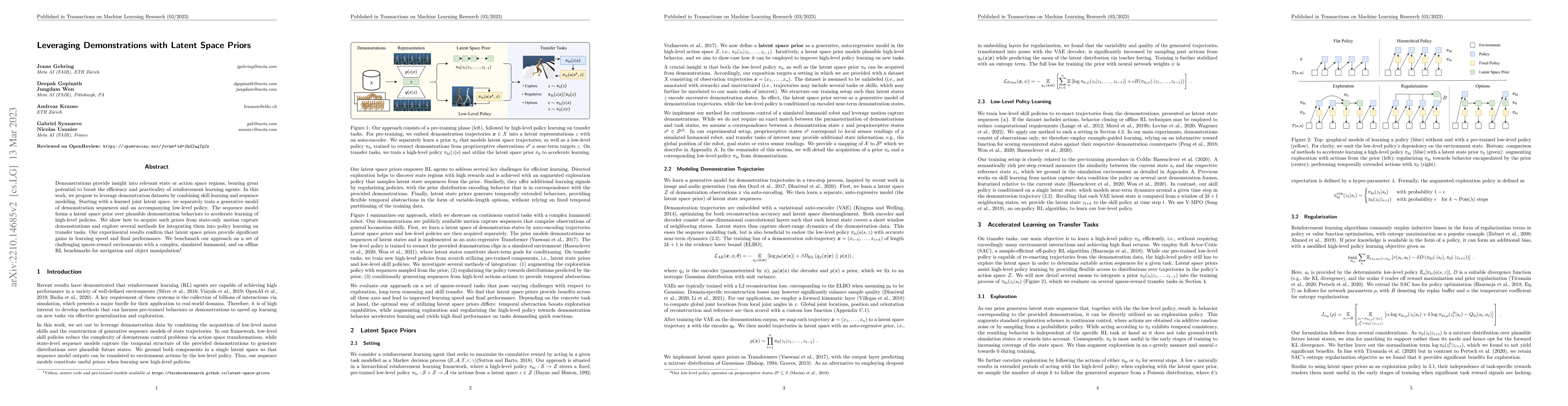Thumbnail for Leveraging Demonstrations with Latent Space Priors