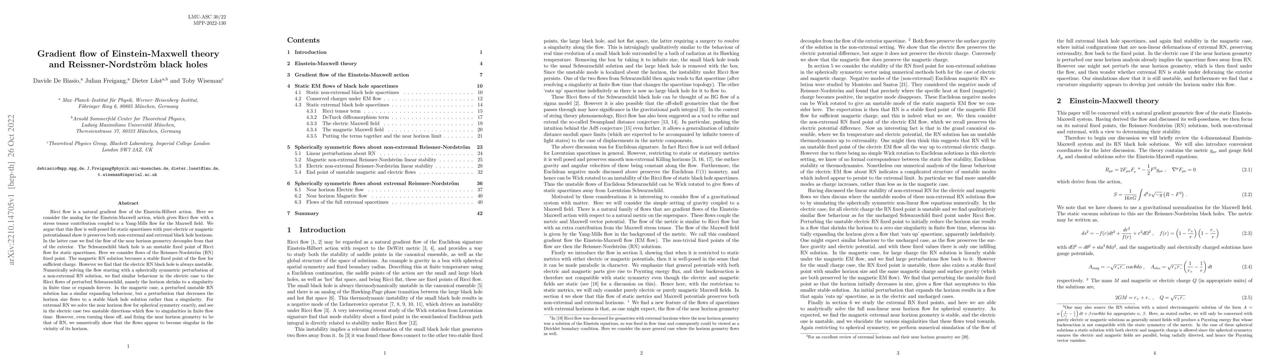 Thumbnail for Gradient flow of Einstein-Maxwell theory and Reissner-Nordstr\"om black
  holes