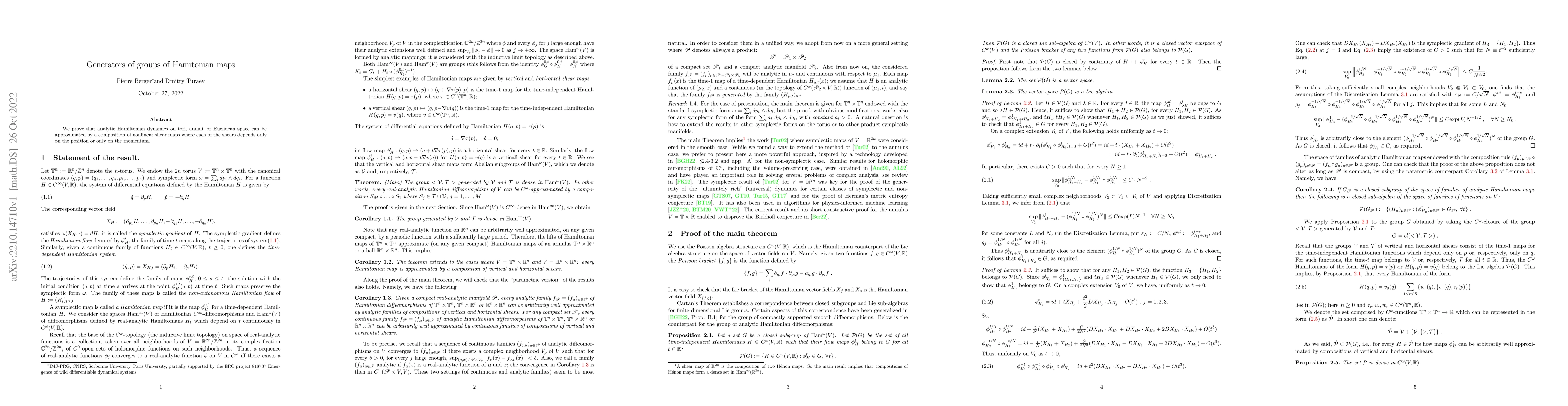 Thumbnail for Generators of groups of Hamitonian maps