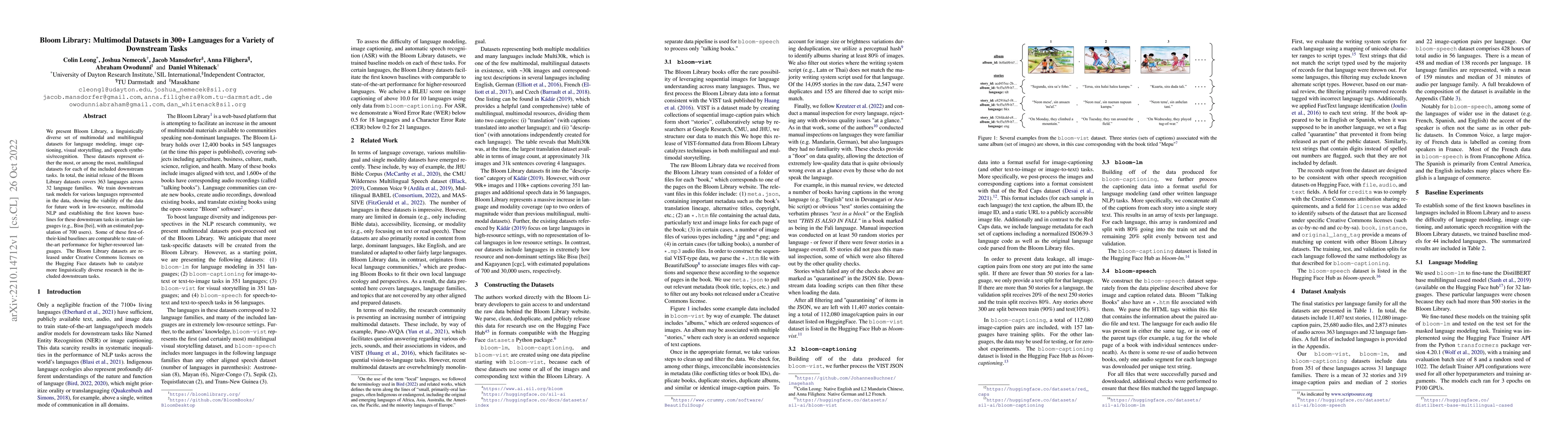 Thumbnail for Bloom Library: Multimodal Datasets in 300+ Languages for a Variety of
  Downstream Tasks