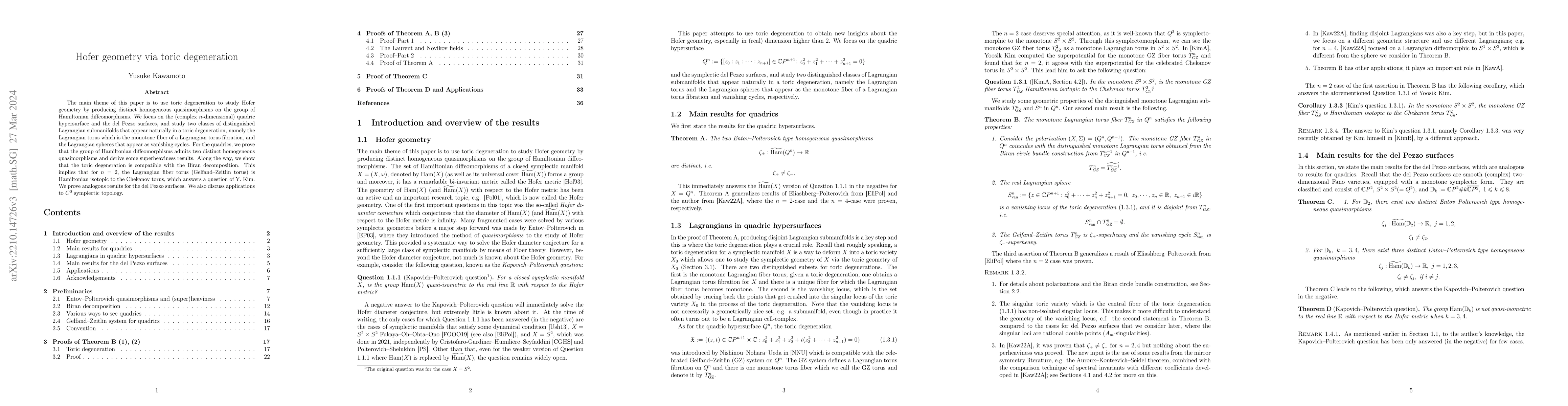 Thumbnail for Hofer geometry via toric degeneration