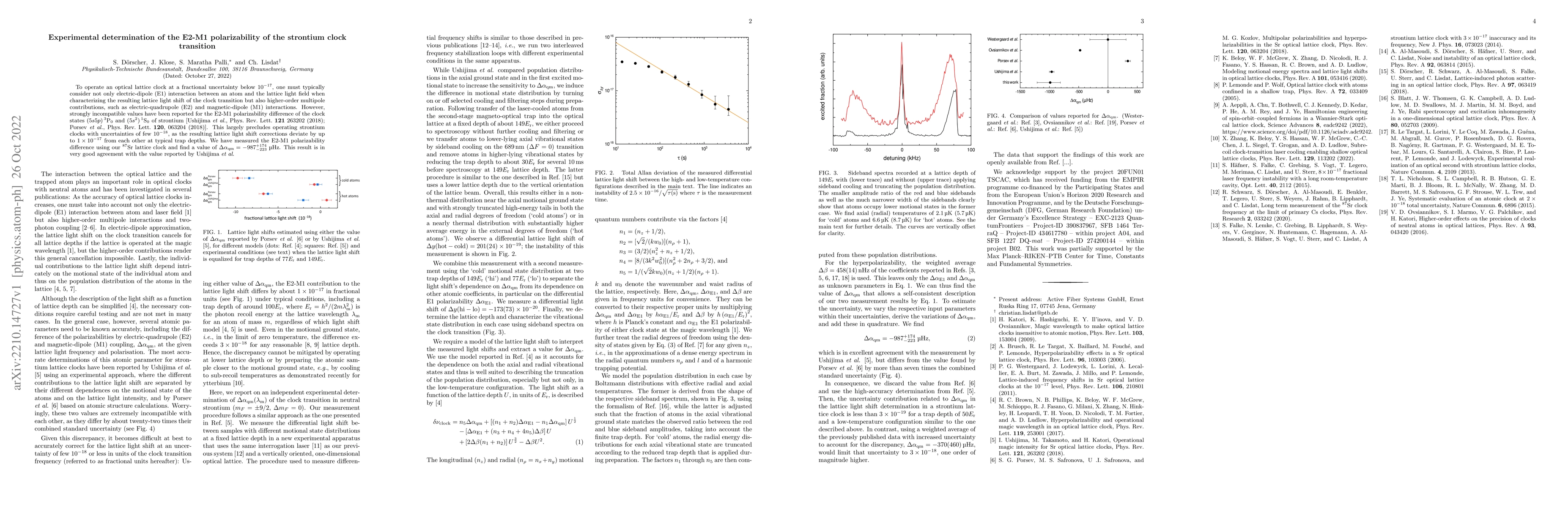 Thumbnail for Experimental determination of the E2-M1 polarizability of the strontium
  clock transition