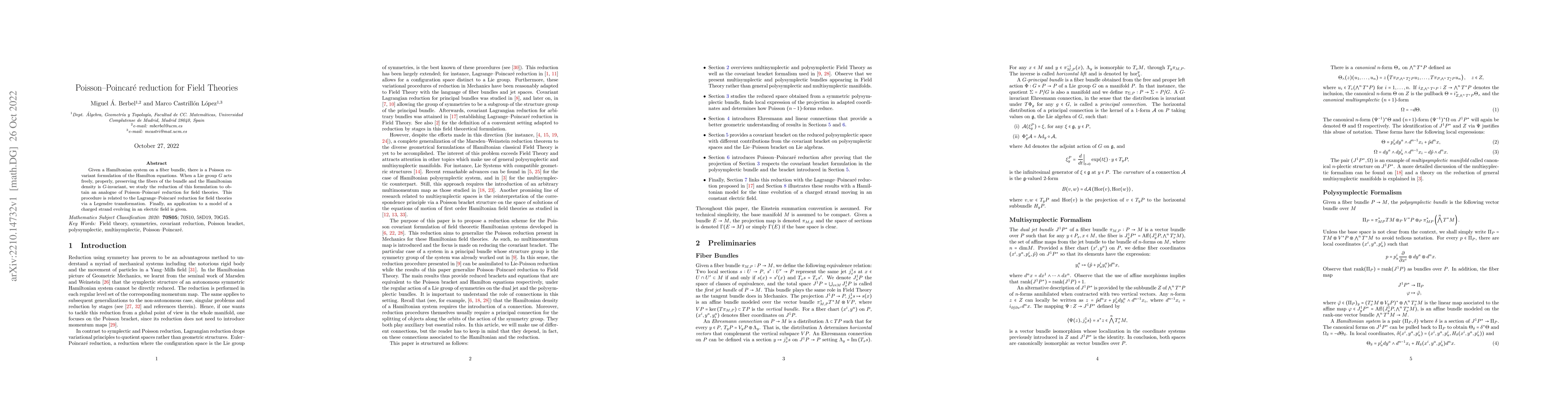 Thumbnail for Poisson-Poincar\'e reduction for Field Theories