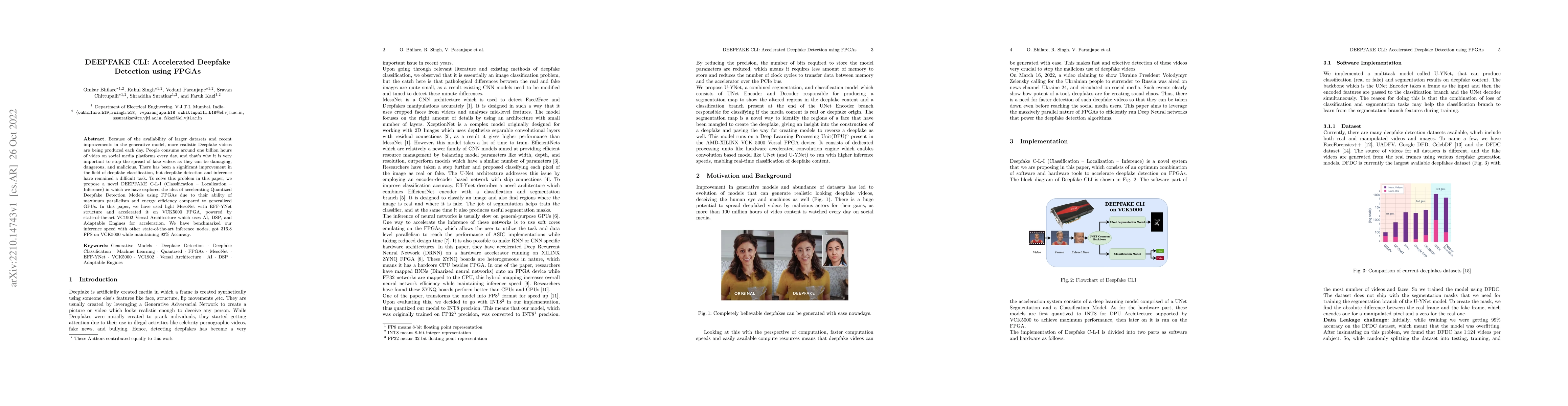 Thumbnail for DEEPFAKE CLI: Accelerated Deepfake Detection using FPGAs