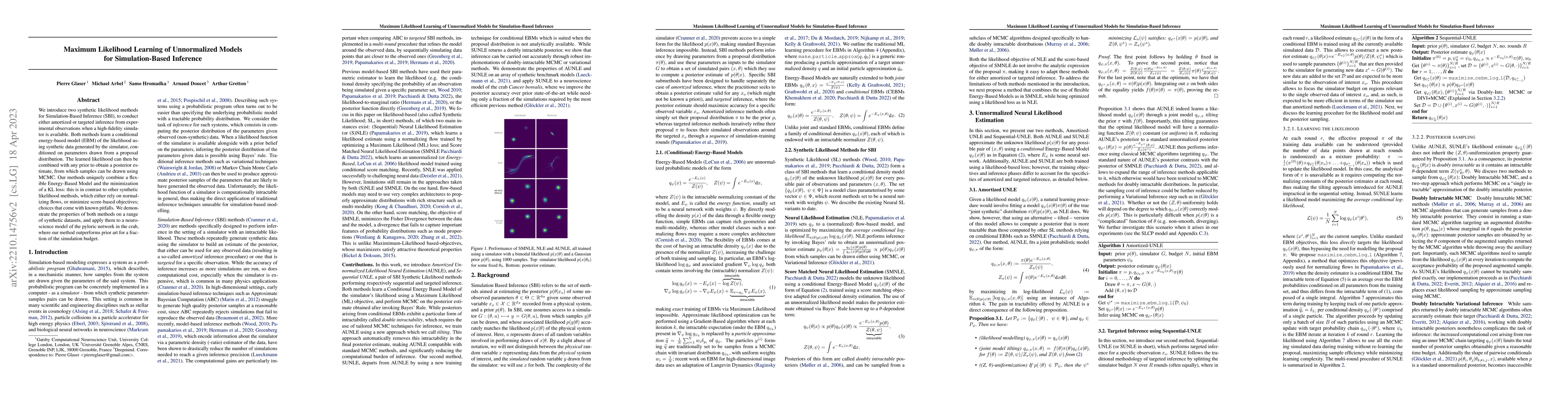 Thumbnail for Maximum Likelihood Learning of Unnormalized Models for Simulation-Based
  Inference