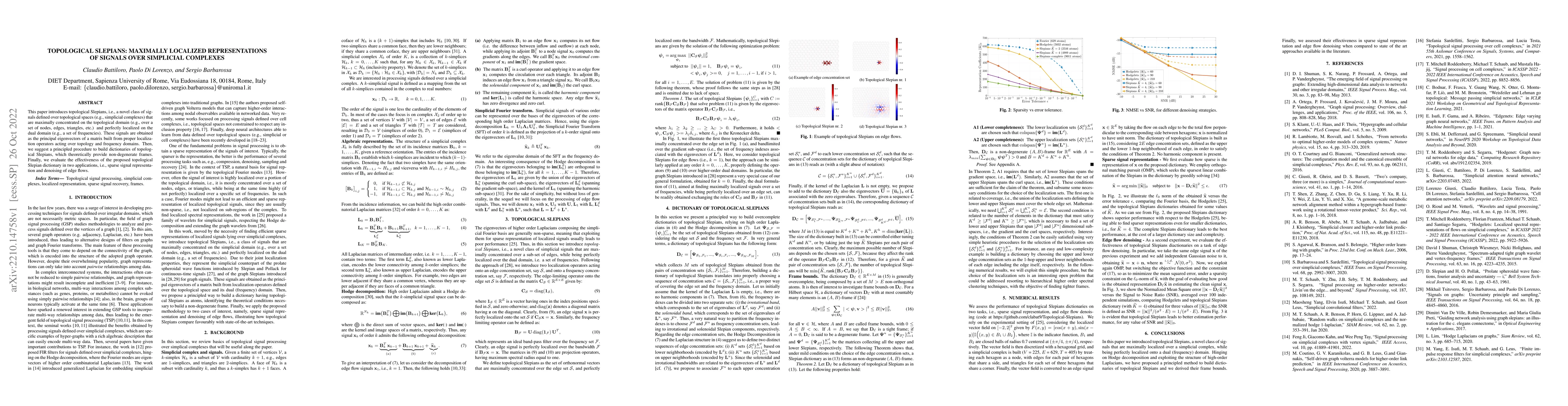 Thumbnail for Topological Slepians: Maximally Localized Representations of Signals
  over Simplicial Complexes
