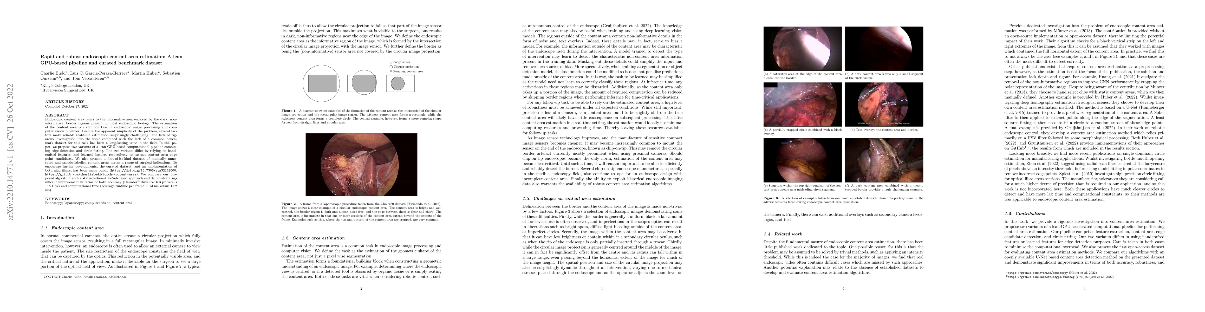 Thumbnail for Rapid and robust endoscopic content area estimation: A lean GPU-based
  pipeline and curated benchmark dataset