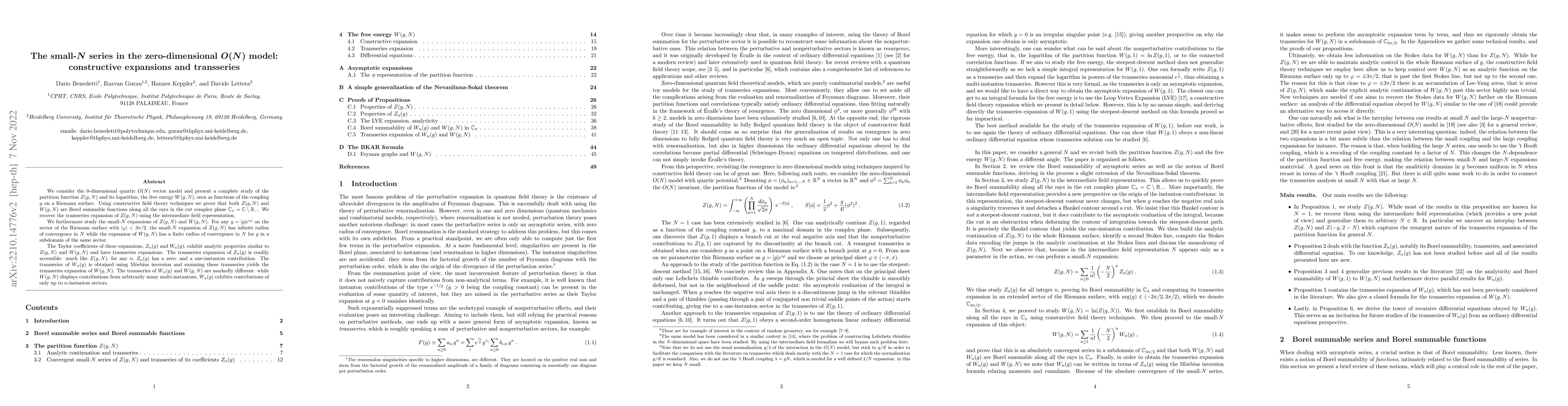 Thumbnail for The small-$N$ series in the zero-dimensional $O(N)$ model: constructive
  expansions and transseries
