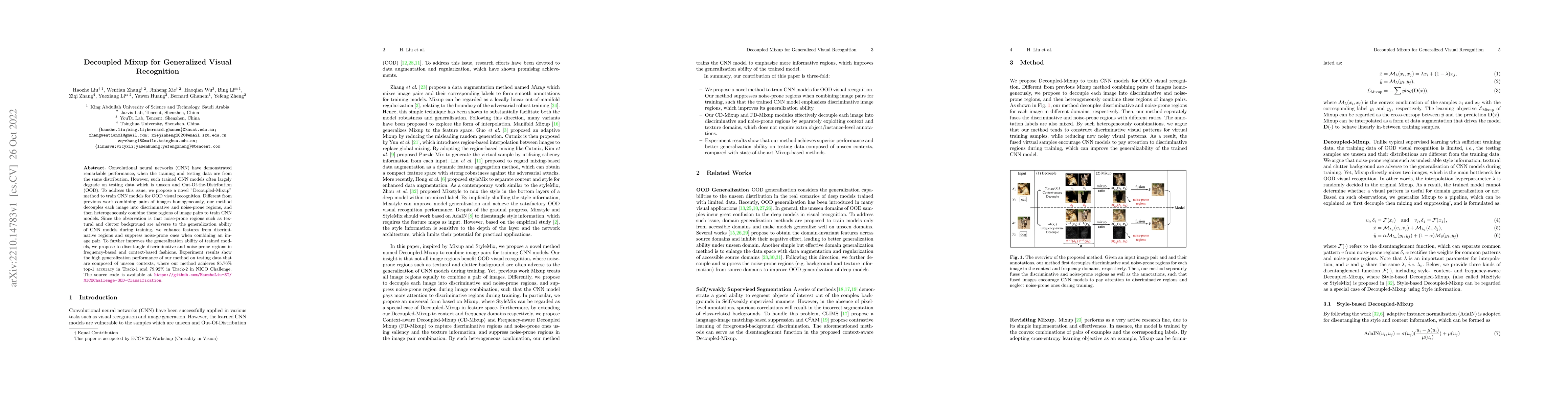 Thumbnail for Decoupled Mixup for Generalized Visual Recognition