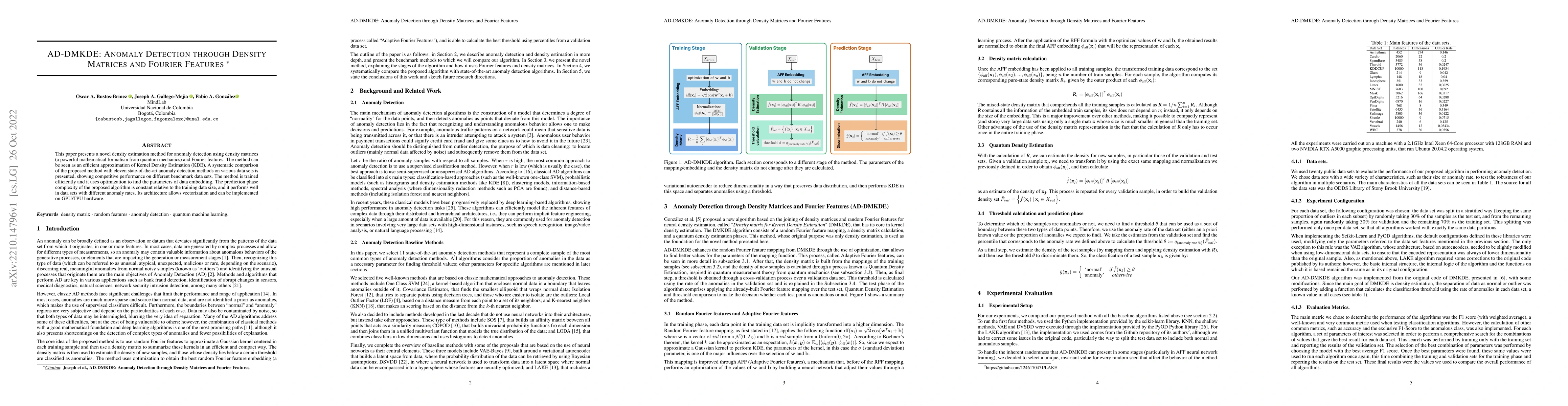 Thumbnail for AD-DMKDE: Anomaly Detection through Density Matrices and Fourier
  Features
