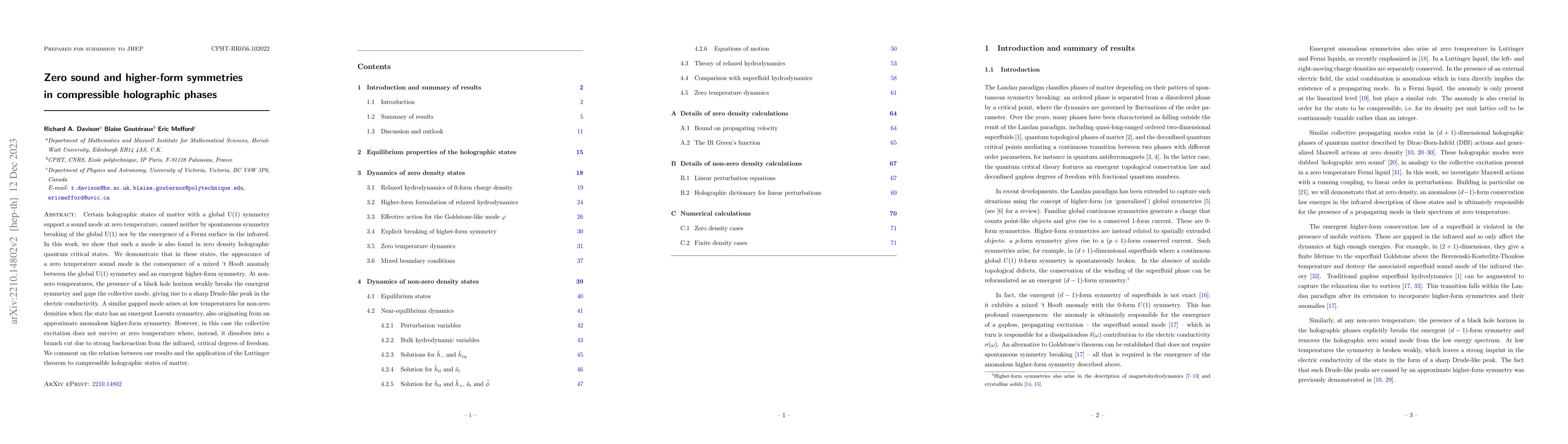 Thumbnail for Zero sound and higher-form symmetries in compressible holographic phases