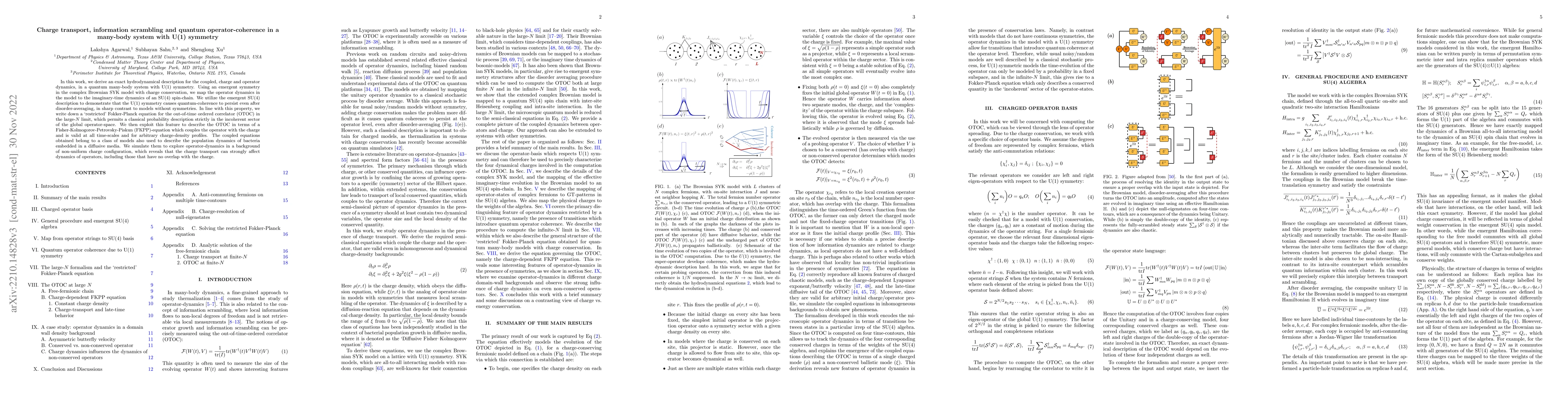 Thumbnail for Charge transport, information scrambling and quantum operator-coherence
  in a many-body system with U(1) symmetry