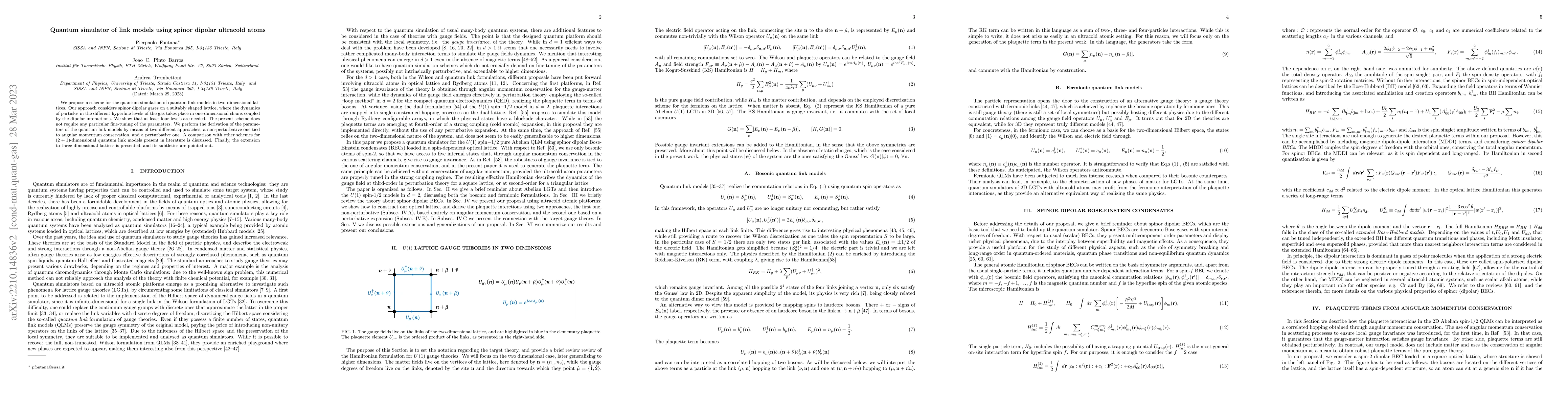 Thumbnail for Quantum simulator of link models using spinor dipolar ultracold atoms