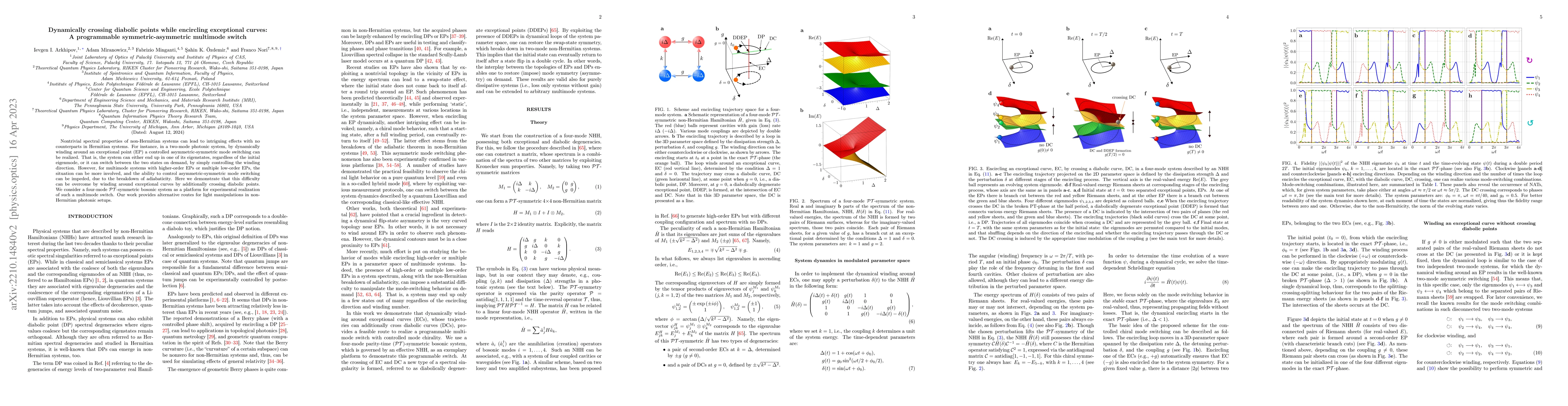 Thumbnail for Dynamically crossing diabolic points while encircling exceptional
  curves: A programmable symmetric-asymmetric multimode switch