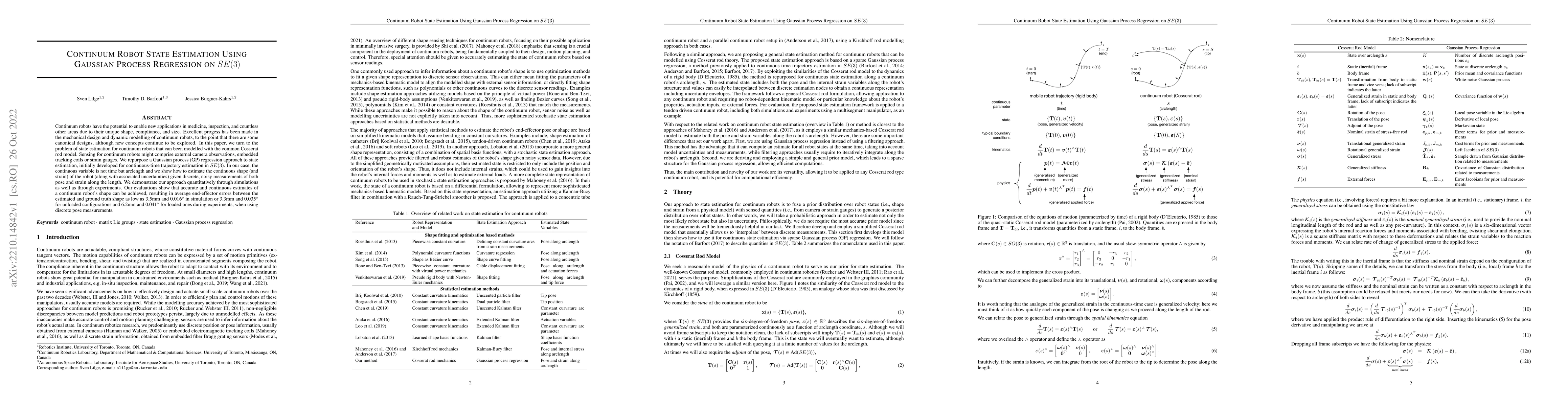 Thumbnail for Continuum Robot State Estimation Using Gaussian Process Regression on
  $SE(3)$