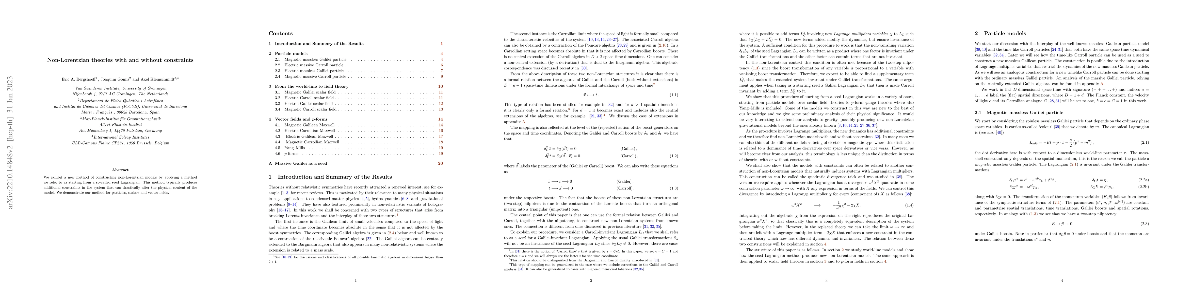 Thumbnail for Non-Lorentzian theories with and without constraints