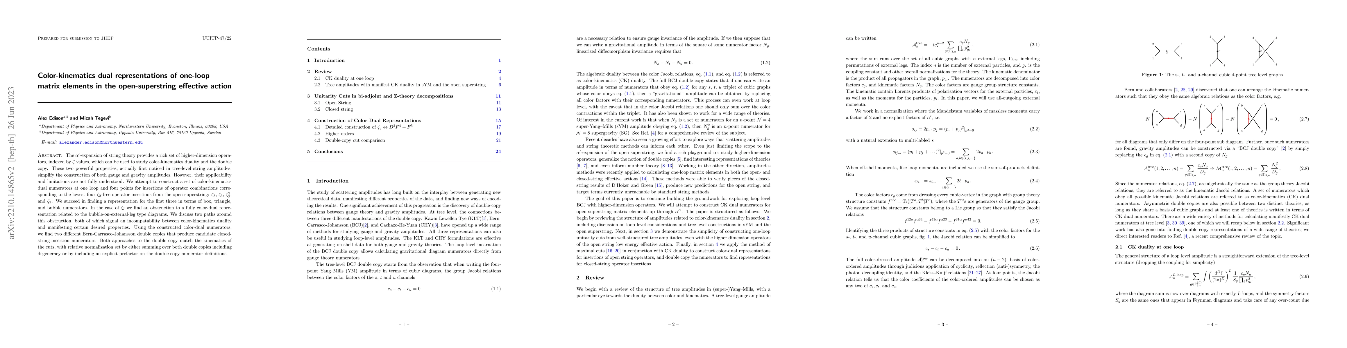 Thumbnail for Color-kinematics dual representations of one-loop matrix elements in the
  open-superstring effective action