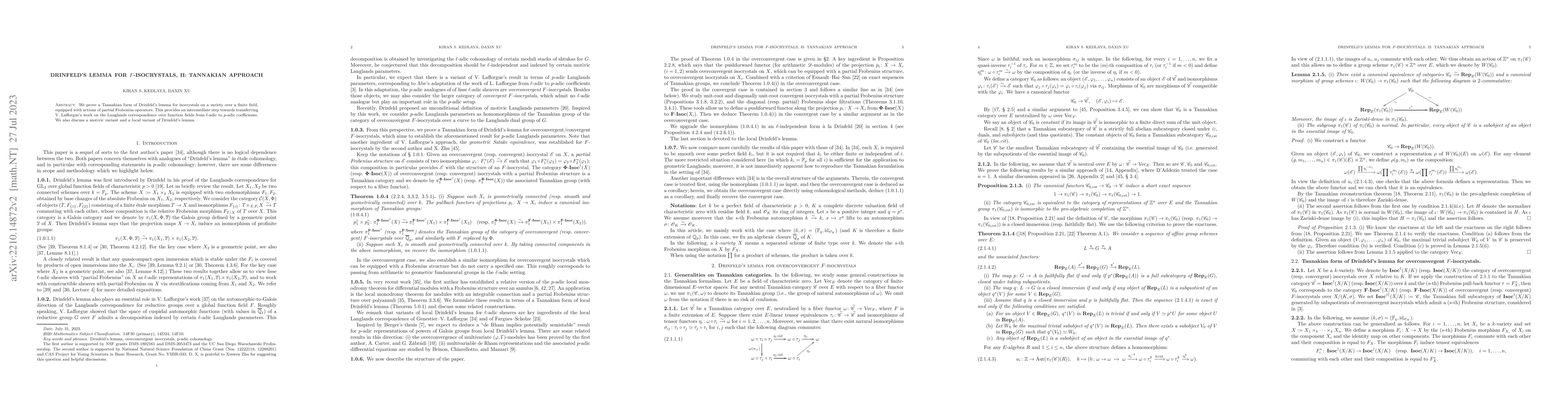 Thumbnail for Drinfeld's lemma for $F$-isocrystals, II: Tannakian approach