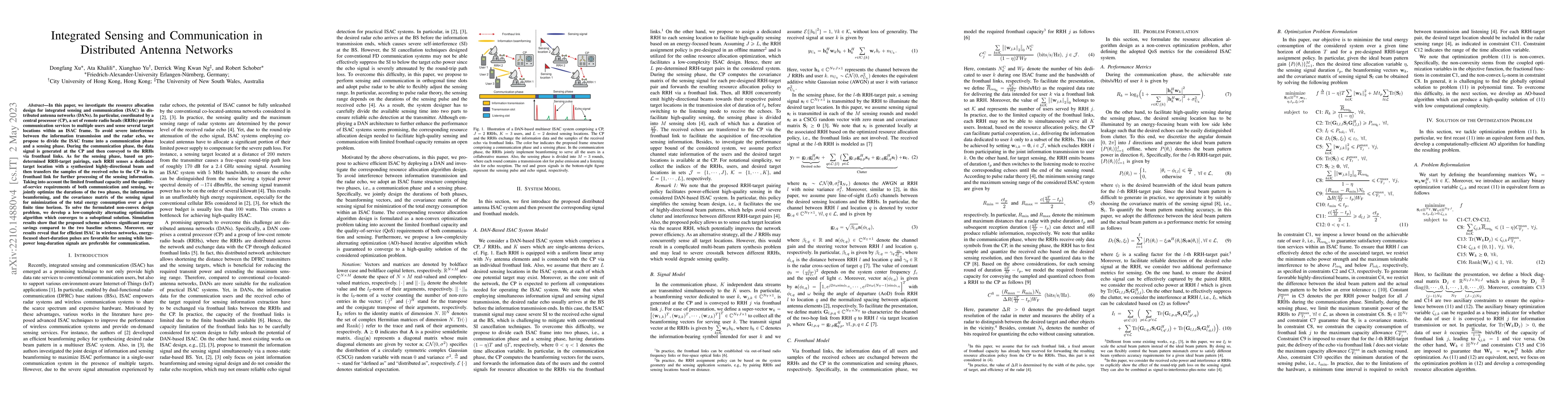 Thumbnail for Integrated Sensing and Communication in Distributed Antenna Networks