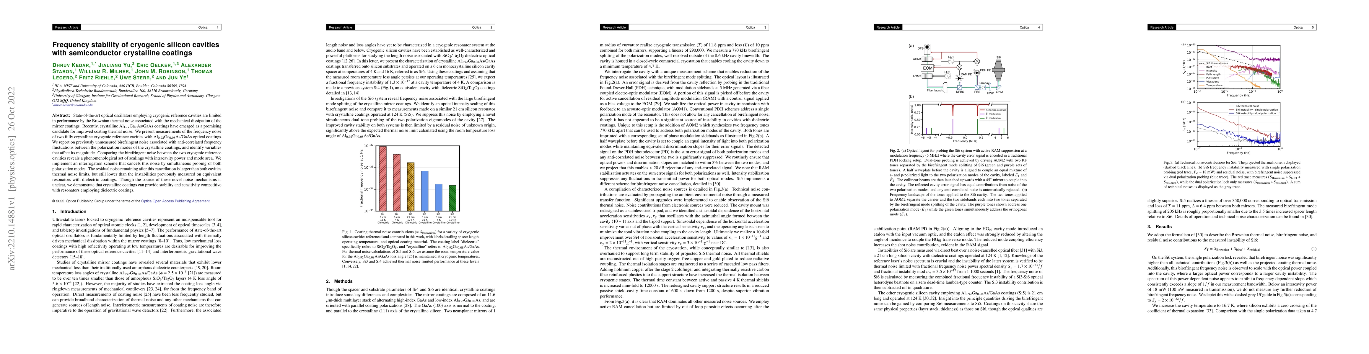 Thumbnail for Frequency stability of cryogenic silicon cavities with semiconductor
  crystalline coatings