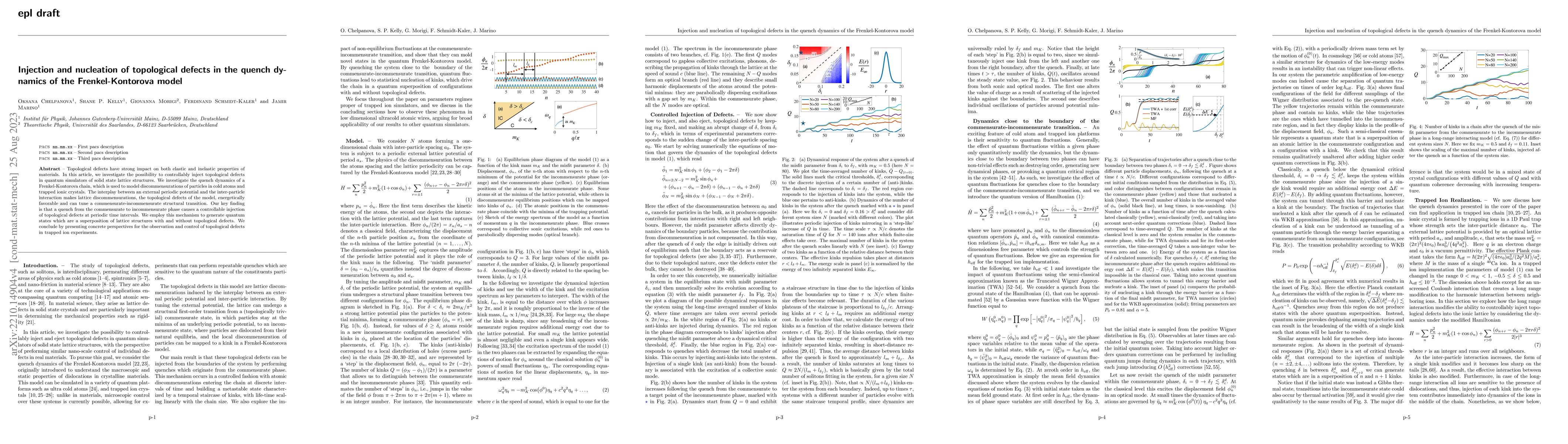 Thumbnail for Injection and nucleation of topological defects in the quench dynamics
  of the Frenkel-Kontorova model