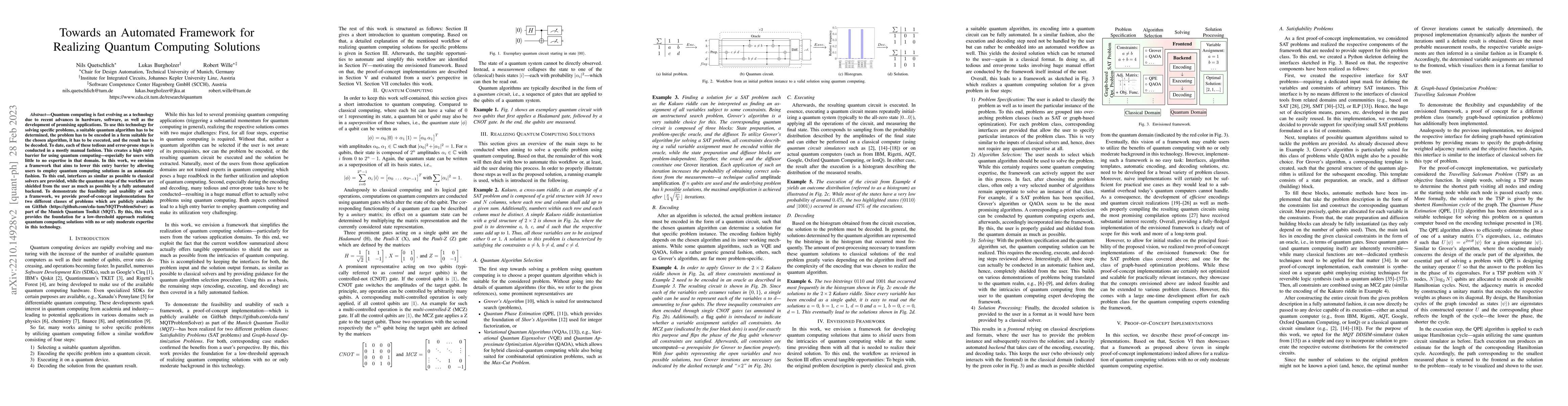 Thumbnail for Towards an Automated Framework for Realizing Quantum Computing Solutions