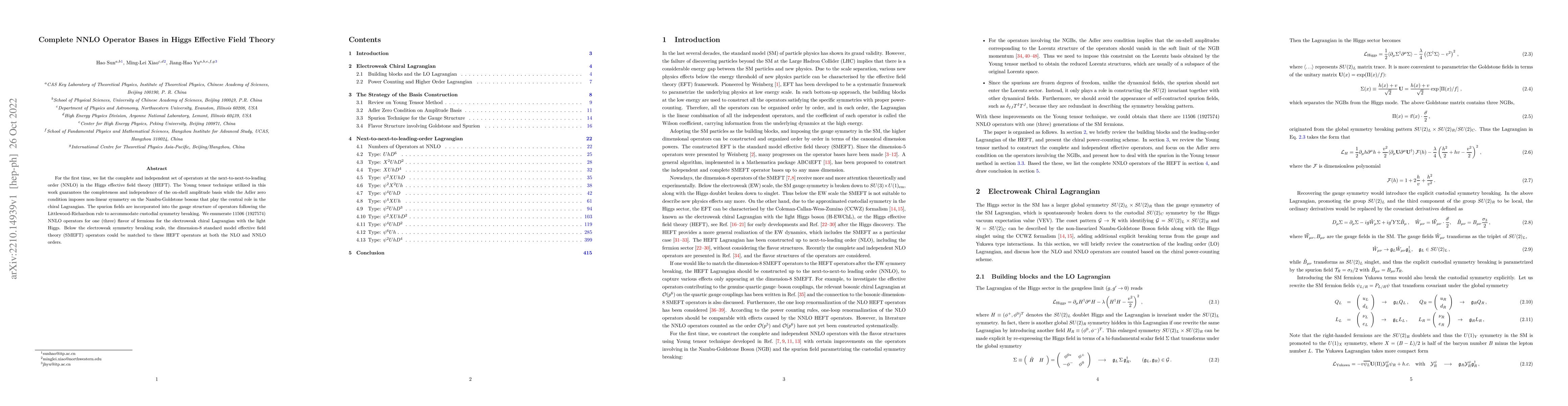 Thumbnail for Complete NNLO Operator Bases in Higgs Effective Field Theory