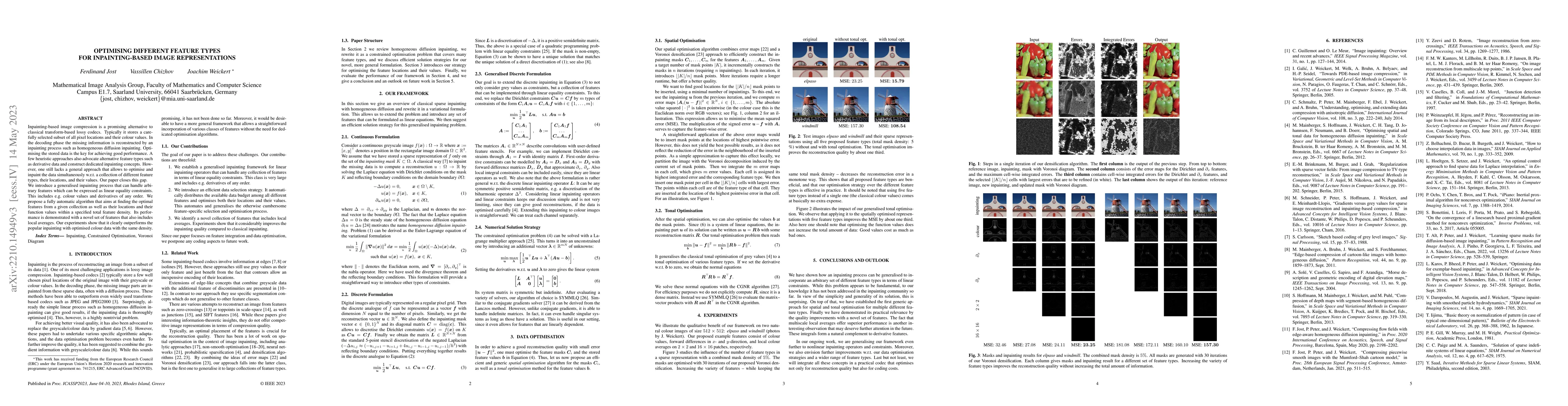 Thumbnail for Optimising Different Feature Types for Inpainting-based Image
  Representations