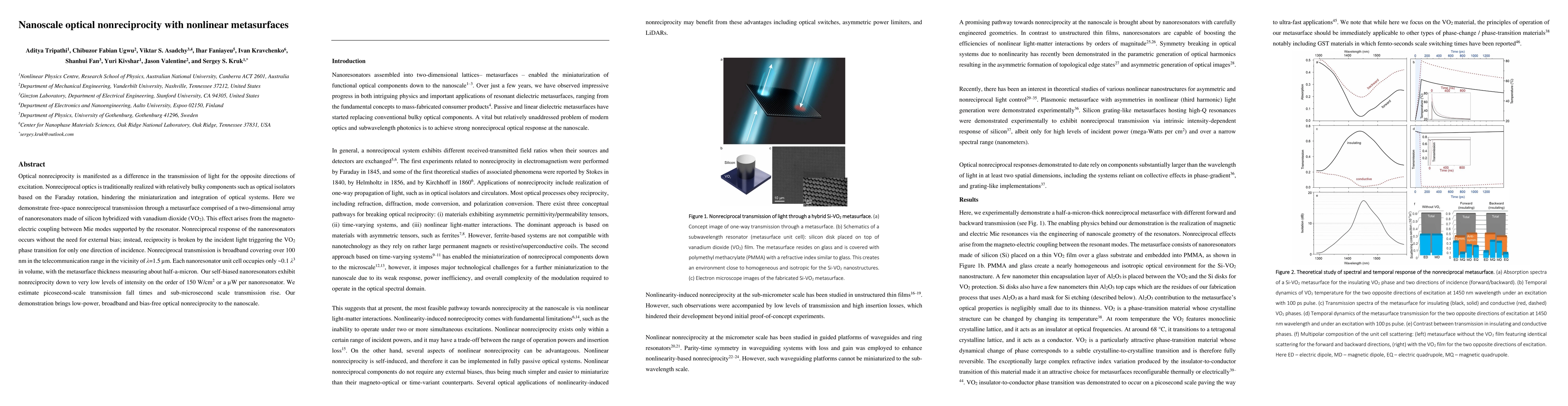 Thumbnail for Nanoscale optical nonreciprocity with nonlinear metasurfaces