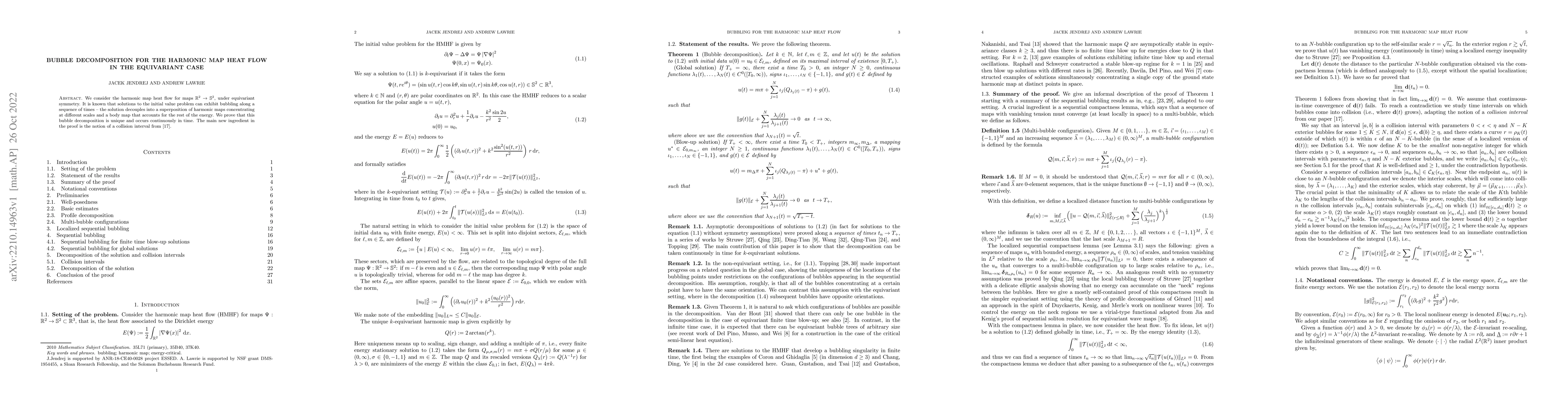 Thumbnail for Bubble decomposition for the harmonic map heat flow in the equivariant
  case