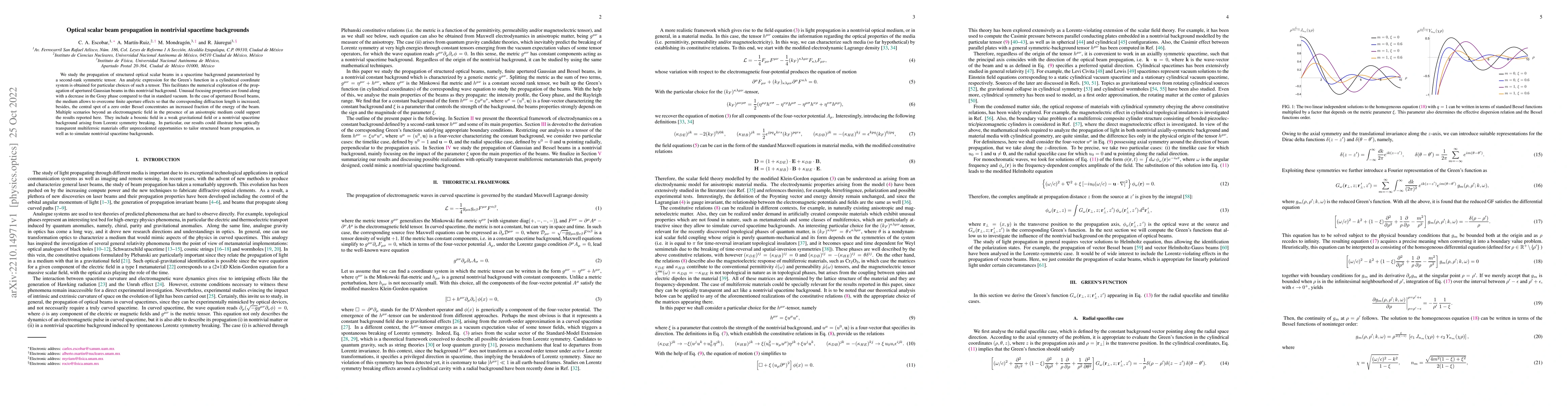 Thumbnail for Optical scalar beam propagation in nontrivial spacetime backgrounds