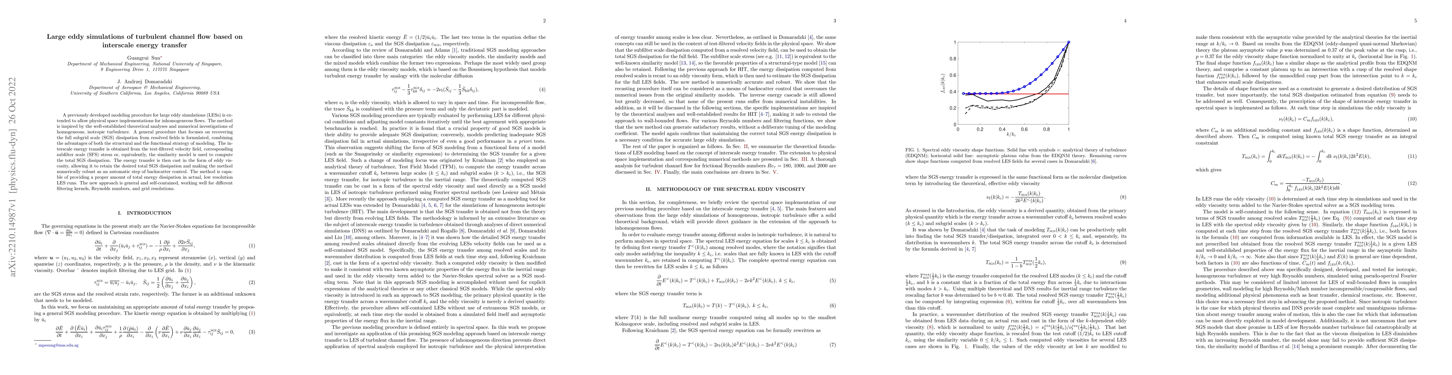 Thumbnail for Large eddy simulations of turbulent channel flow based on interscale
  energy transfer