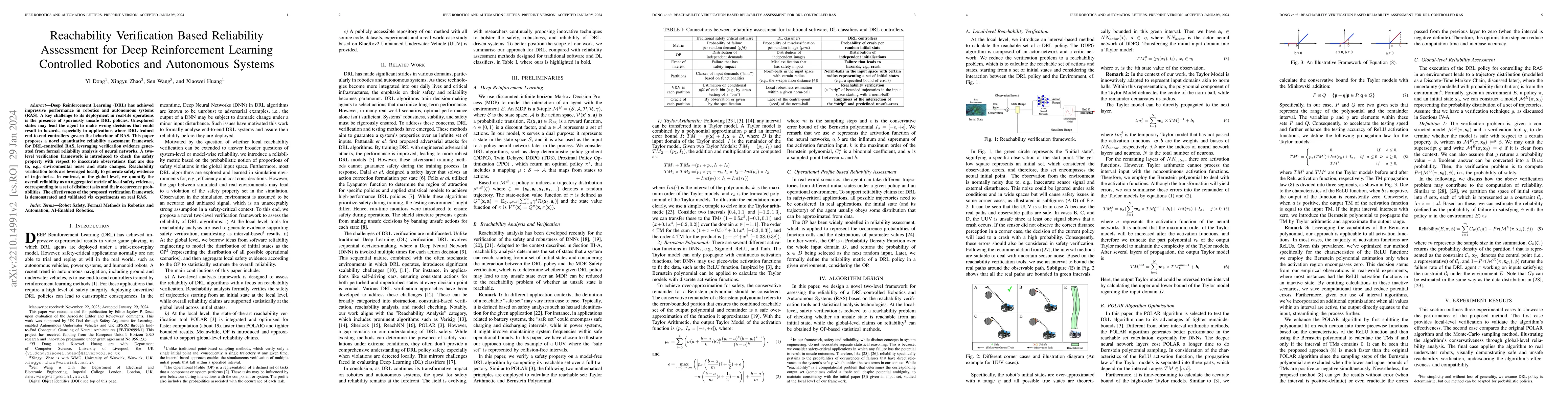 Thumbnail for Reachability Verification Based Reliability Assessment for Deep
  Reinforcement Learning Controlled Robotics and Autonomous Systems