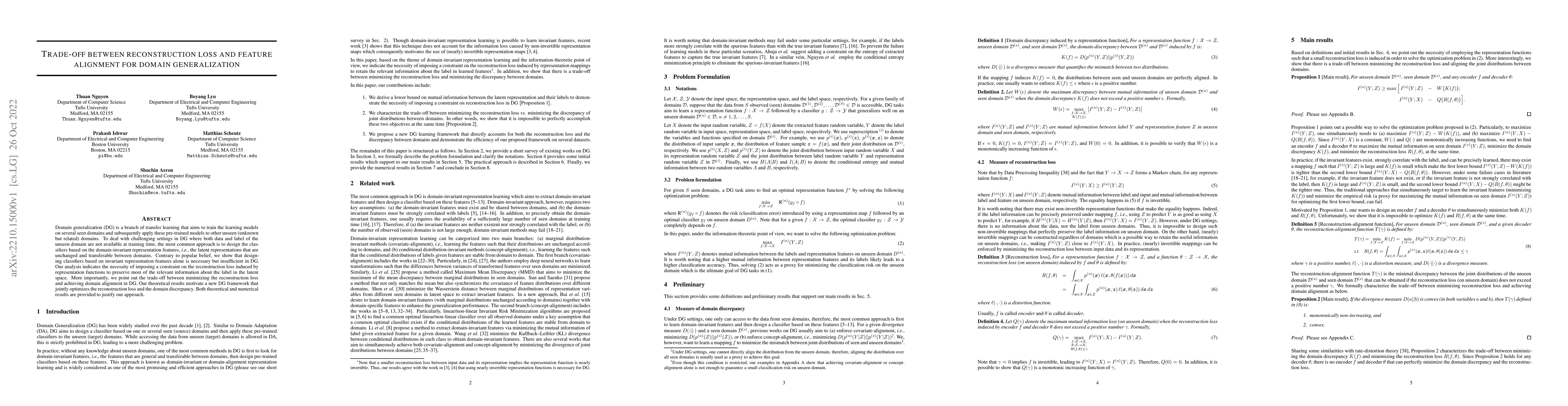 Thumbnail for Trade-off between reconstruction loss and feature alignment for domain
  generalization