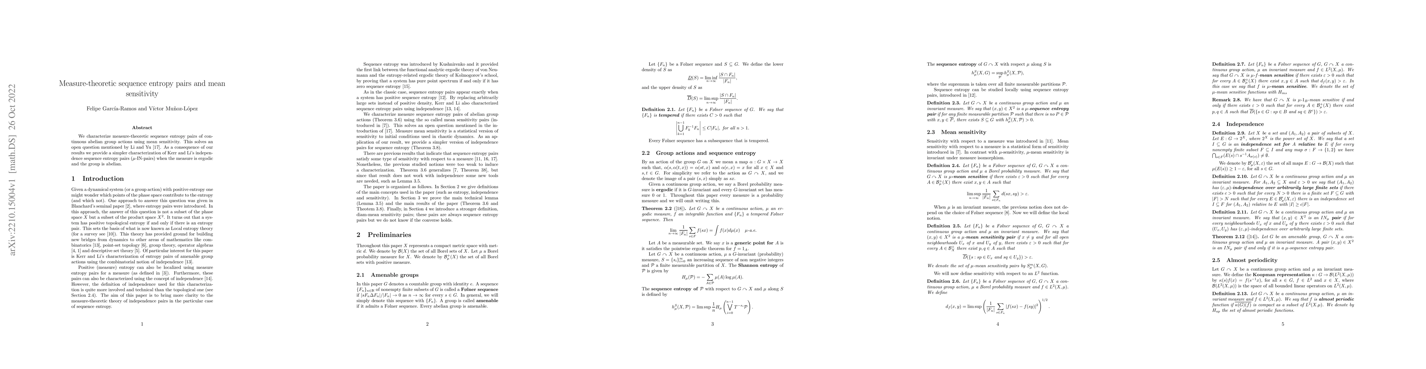 Thumbnail for Measure-theoretic sequence entropy pairs and mean sensitivity
