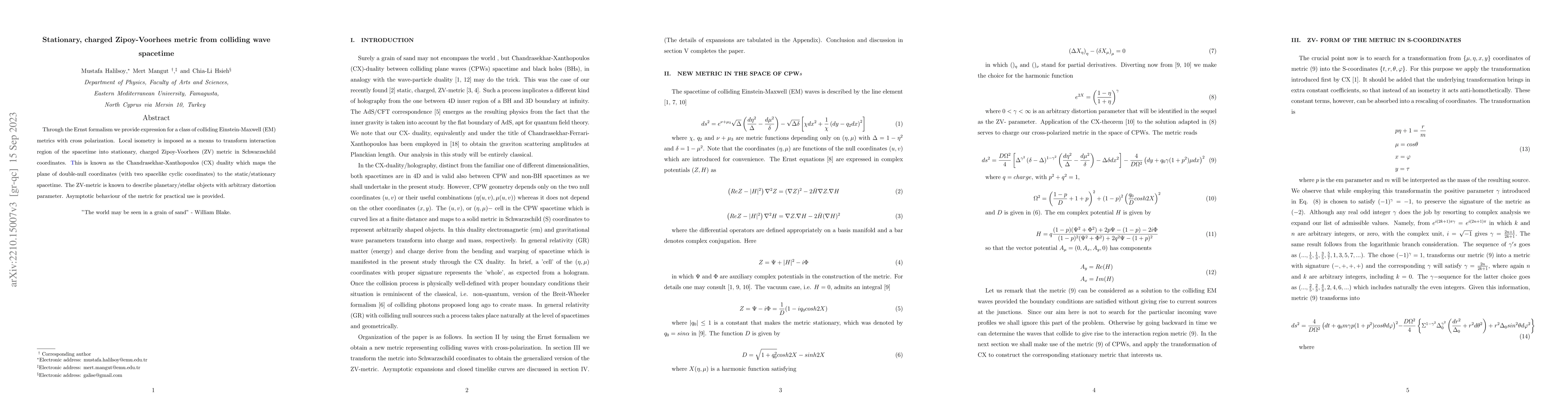 Thumbnail for Stationary, charged Zipoy-Voorhees metric from colliding wave spacetime